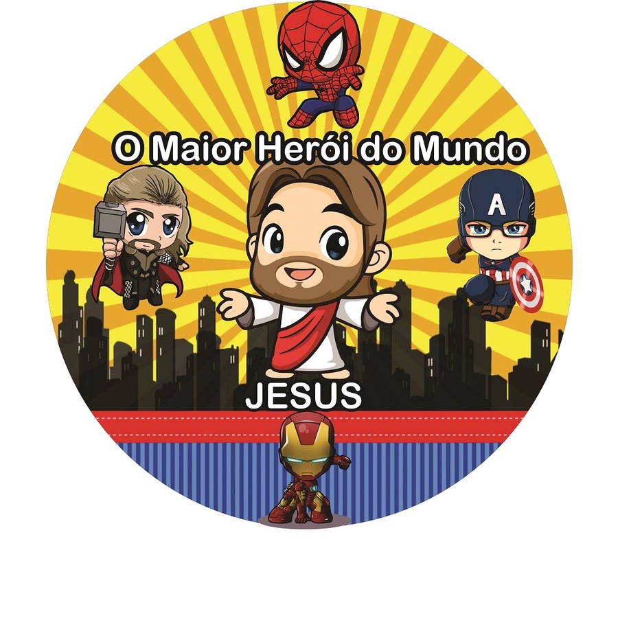 Painel em lona Redondo Jesus O Maior Herói do Mundo Shopee Brasil