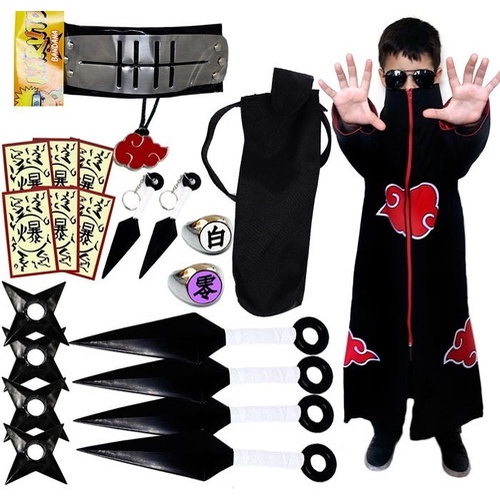 Kit Cosplay Akatsuki Sobretudo Fantasia Naruto Shopee Brasil