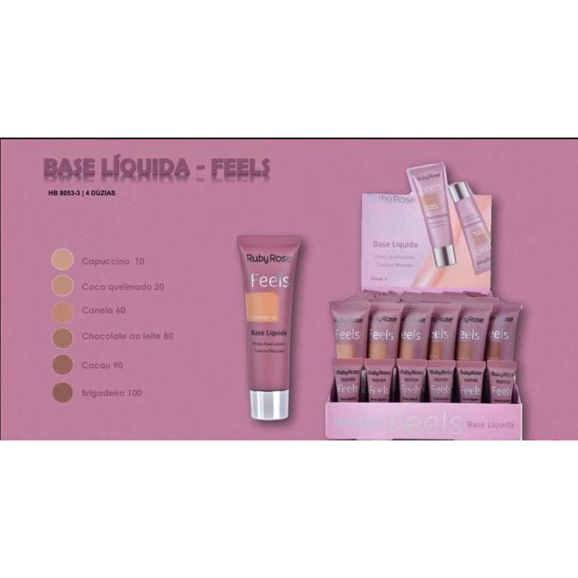 Base Líquida Feels Mousse Efeito Aveludado Ruby Rose Hb8053 Shopee Brasil