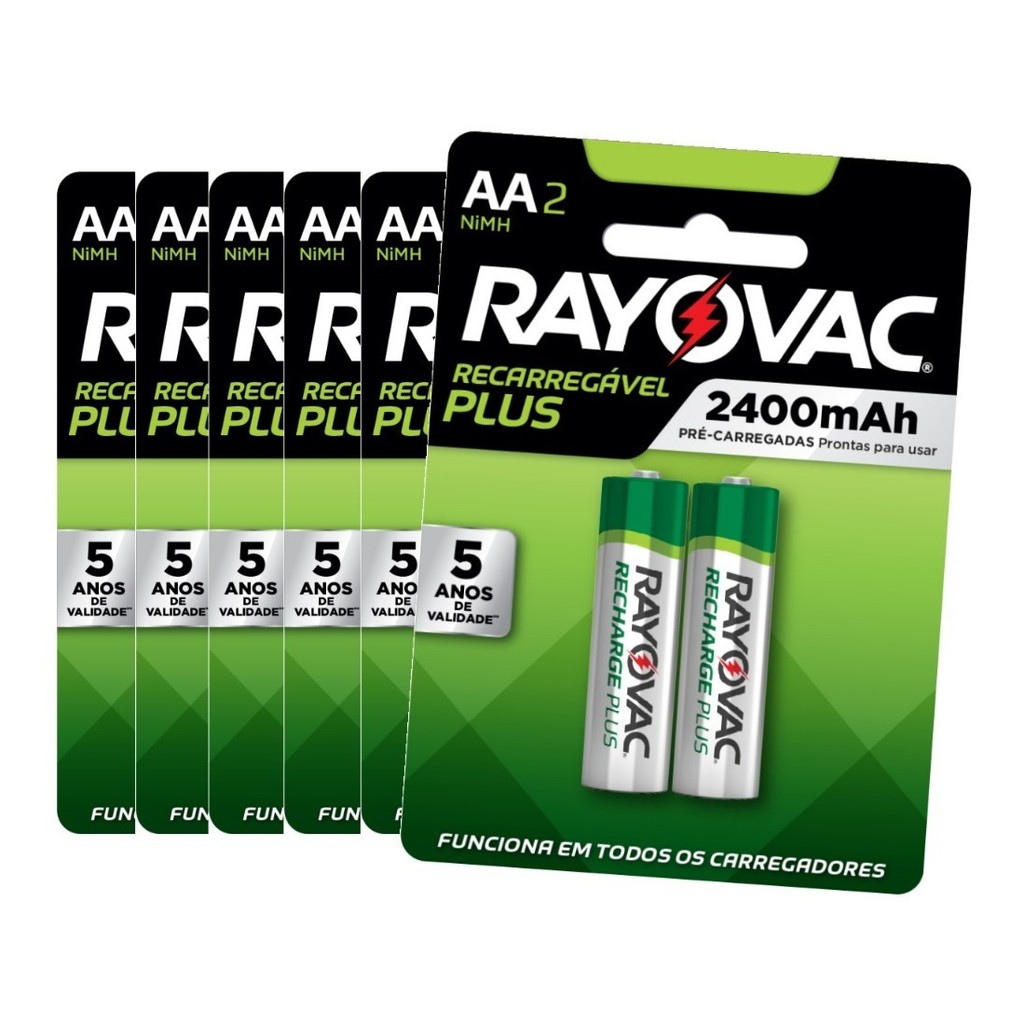 12 Pilhas Recarregável Rayovac Aa 2400mah Original Lacrada Shopee Brasil