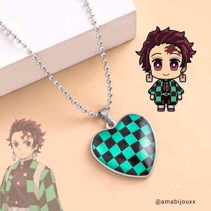 Colar Demon Slayer Tanjiro Kamado Kimetso No Yaiba Anime Cosplay