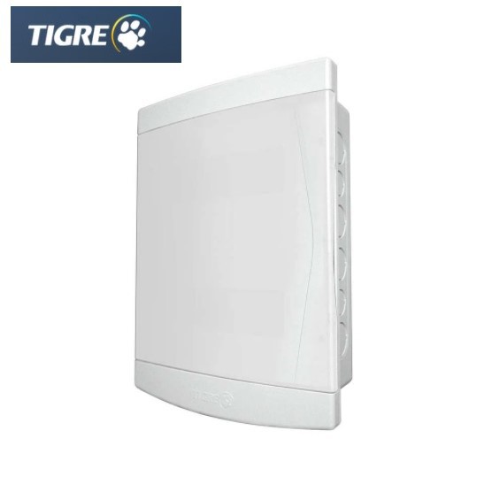 Quadro Distribuição Embutir 12 16 Disjuntores Tampa branca Tigre