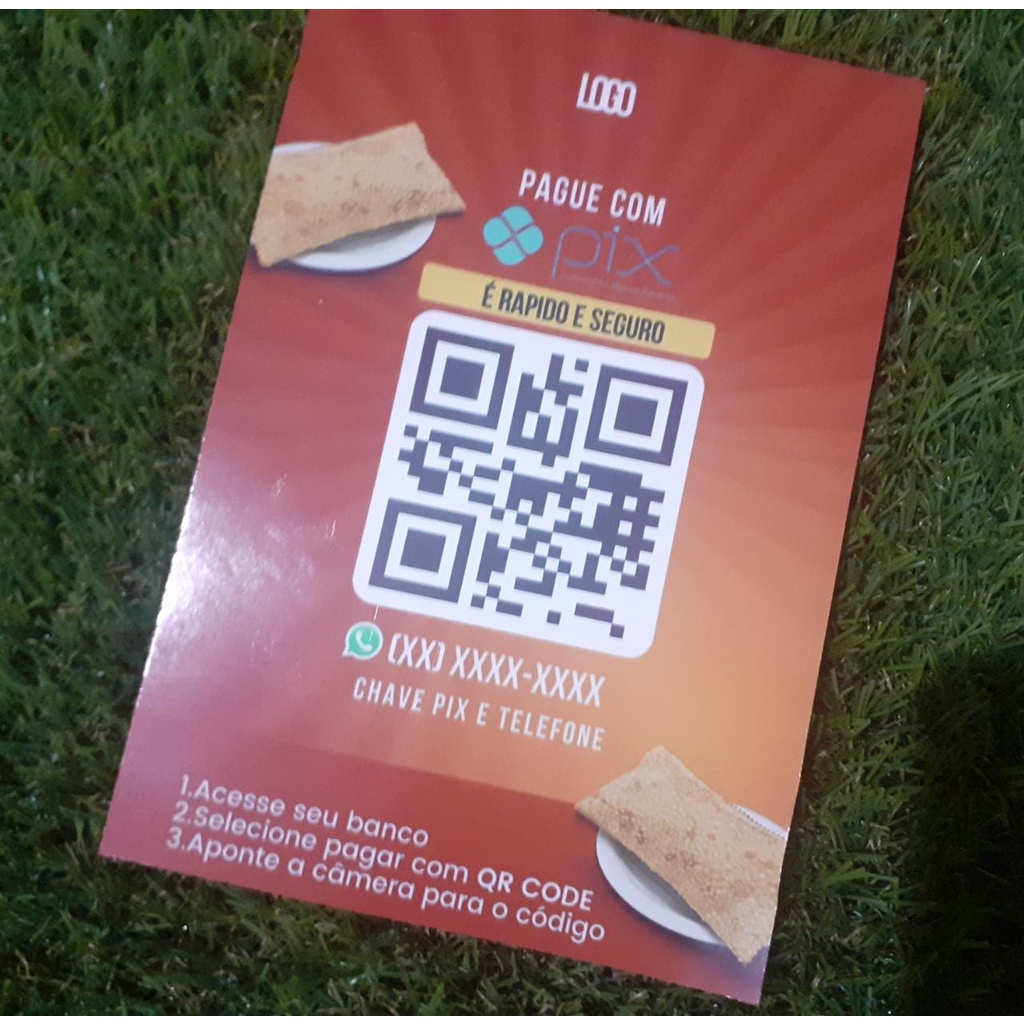 Plaquinha Pix Qr Code Personalizada A Sua Logo Sem Display