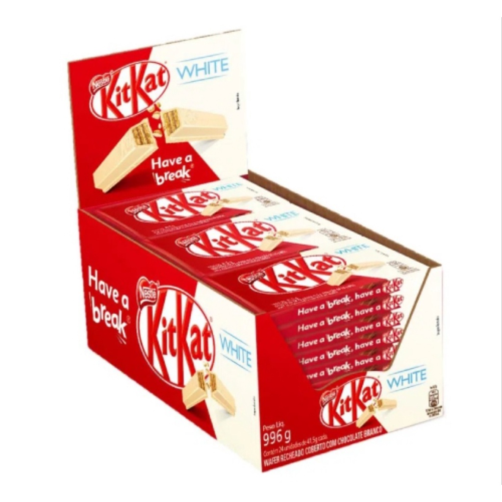 Caixa de Chocolate Kit Kat Nestlé 41 5g White Caixa C 24 Unidades