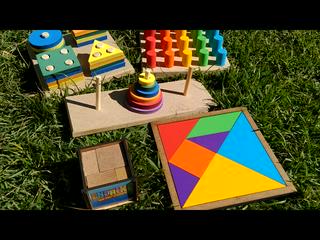 Kit TORRE DE HANÓI PINOS DE ENCAIXE TANGRAM FORMAS GEOMÉTRICAS