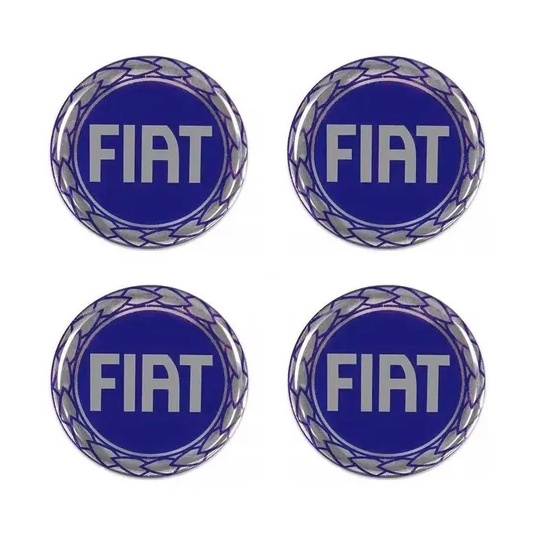 Kit Unidades Emblema Adesivo Para Calota Fiat Azul Resinado Para