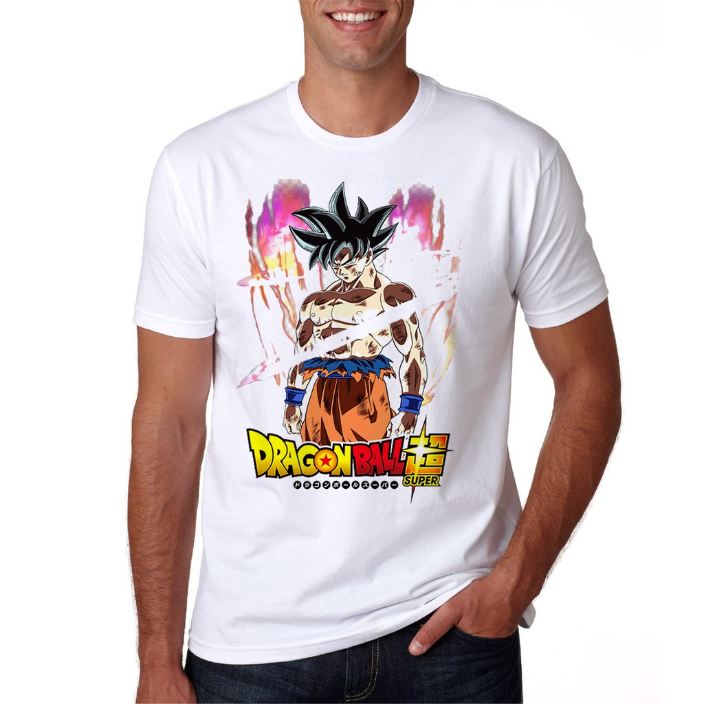 Camisa Camiseta Anime Dragonball Goku Instinto Superior Branca Unissex