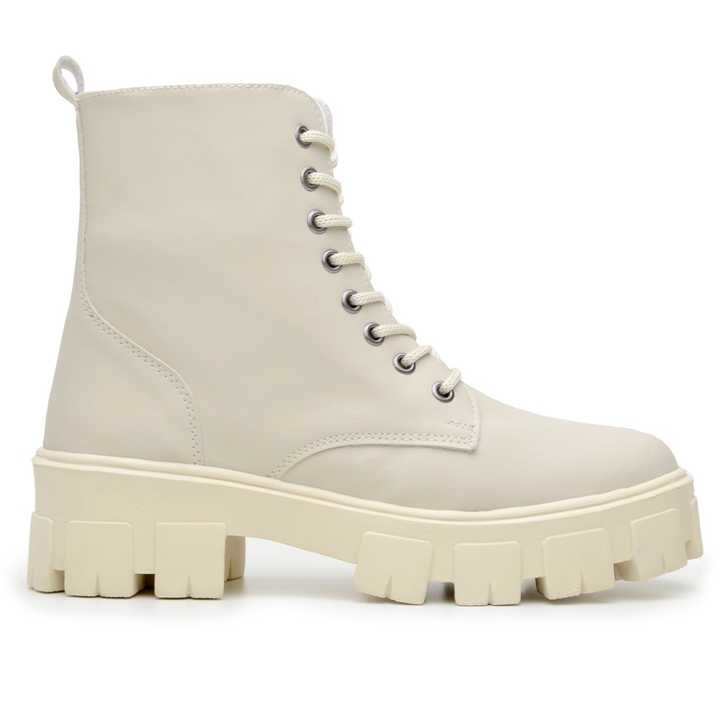 Bota Coturno Tratorada Nude Off White Plataforma Blogueira Shopee Brasil