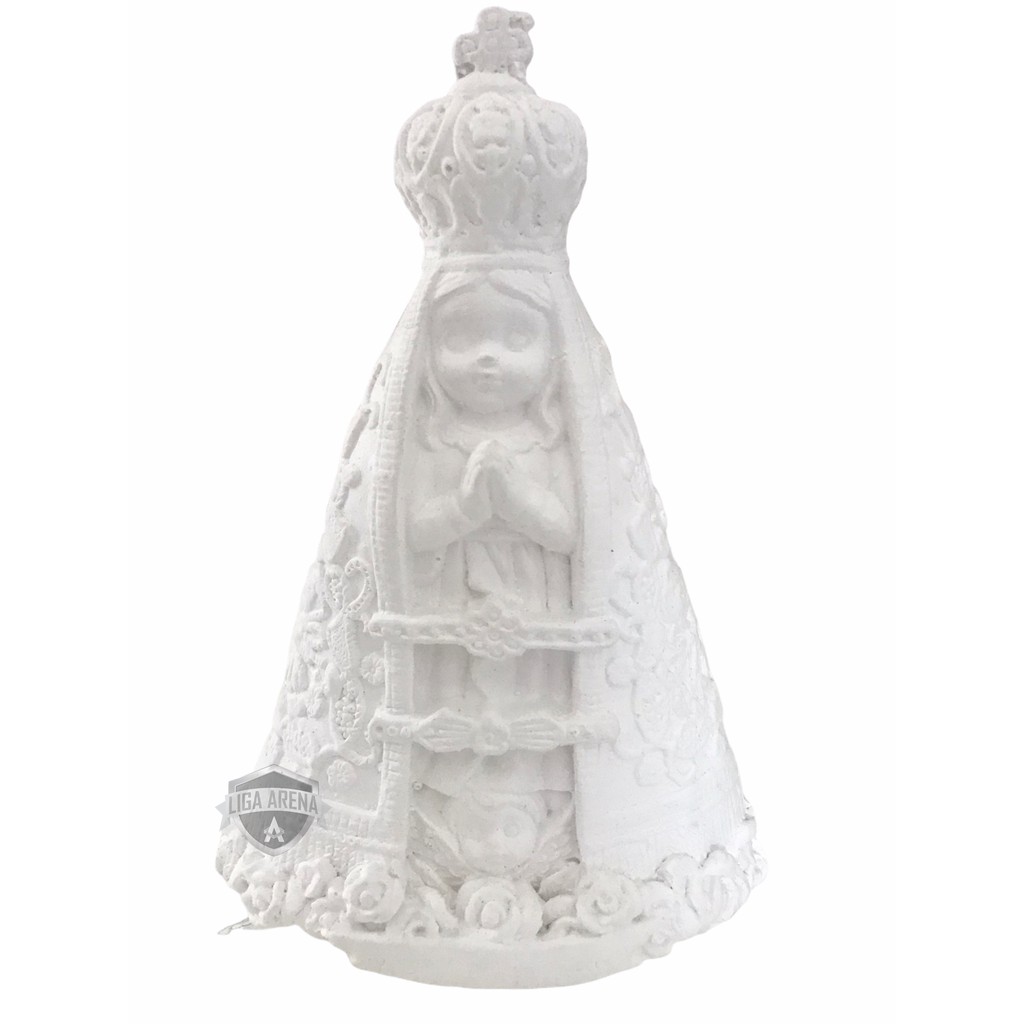 Imagem De Nossa Senhora Aparecida Bordada Baby 15 Cm De Gesso Cru