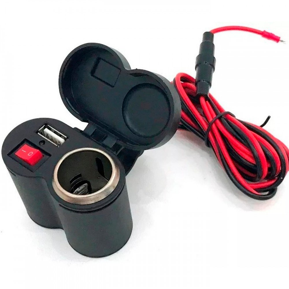 Tomada Para Moto 12v Carrega Celular Gps Acendedor Usb Shopee Brasil