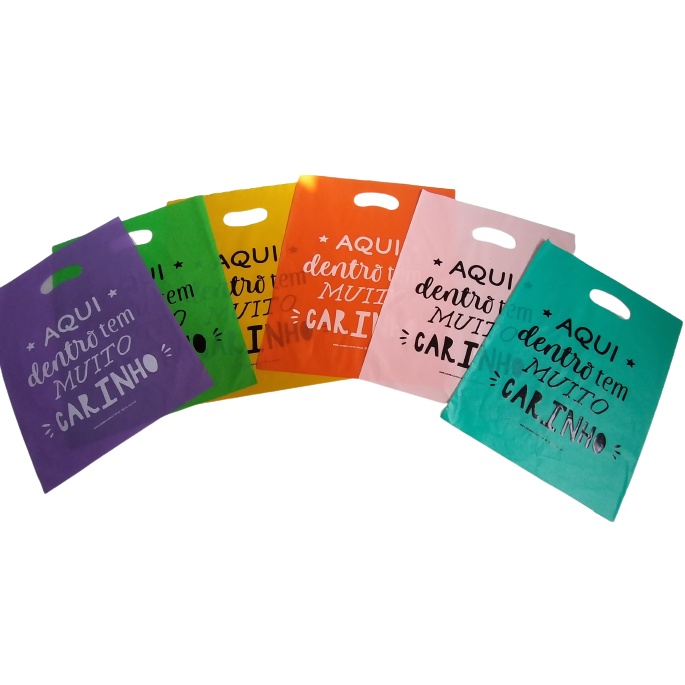 Un Sacolas Plasticas X Frases Fixas Em Cores Ld Shopee