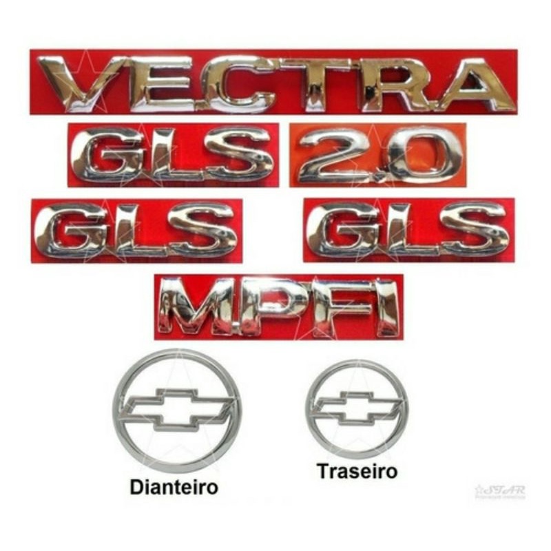 kit Emblema Símbolo Logotipo Vectra Gls 2 0 MPFI Laterais GLS 97 a 99