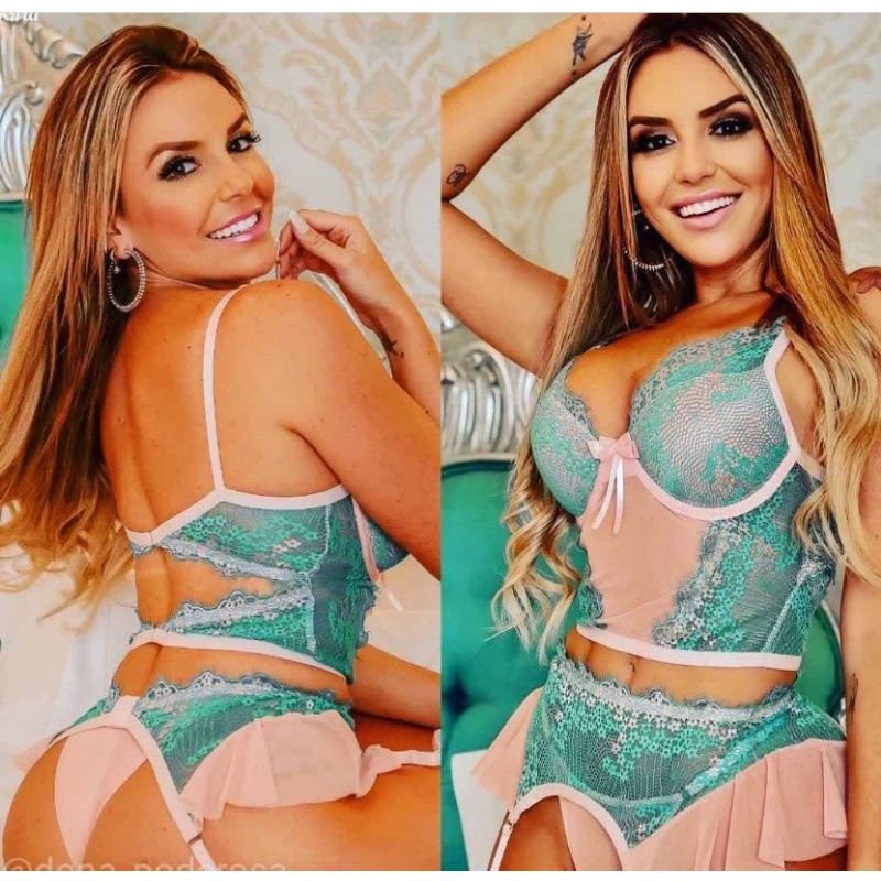 Lingerie De Luxo Em Renda Bicolor Conjunto De Lingerie Sexy E Muito