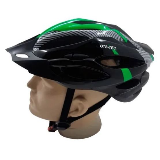 Capacete Sinalizador Luminoso Led Bike Ciclismo Verde E Preto Gts