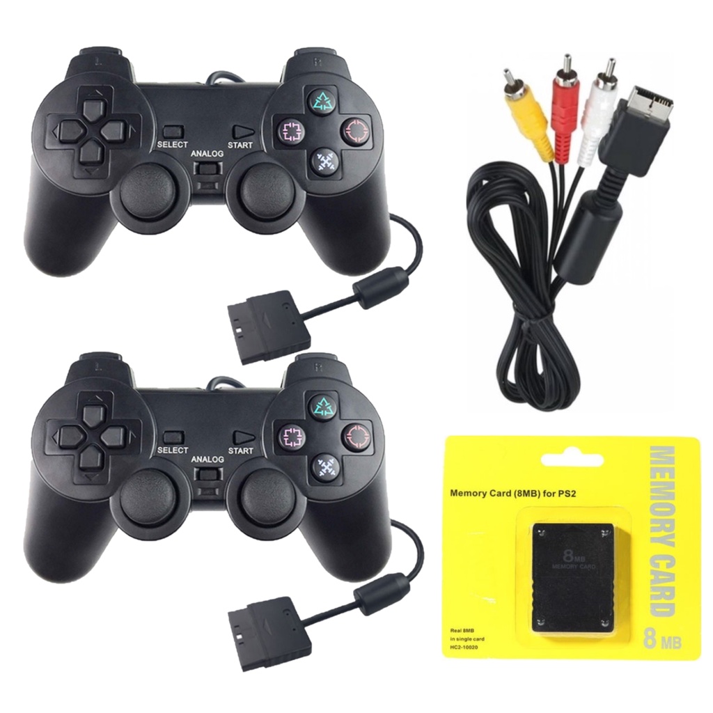 Kit Para Playstation Ps Controles Manete Cabo Rca Av E Memory