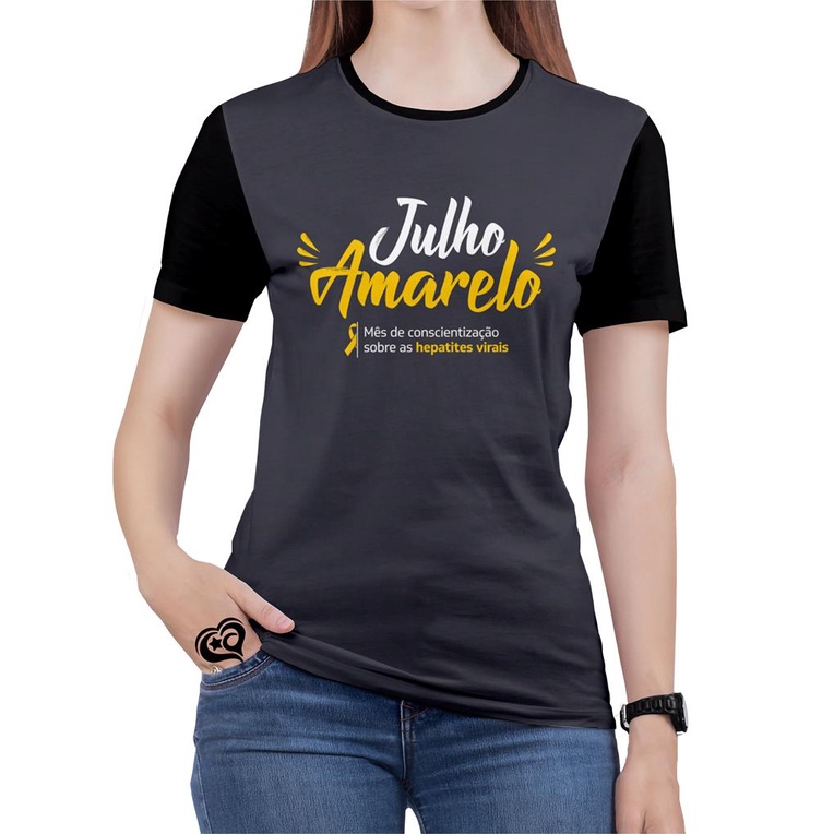 Camiseta Julho Amarelo PLUS SIZE Feminina Blusa Shopee Brasil