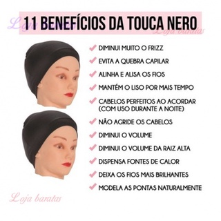 Kit Touca Nero Lisa Barra Anti Frizz Para Dormir E Alisar O