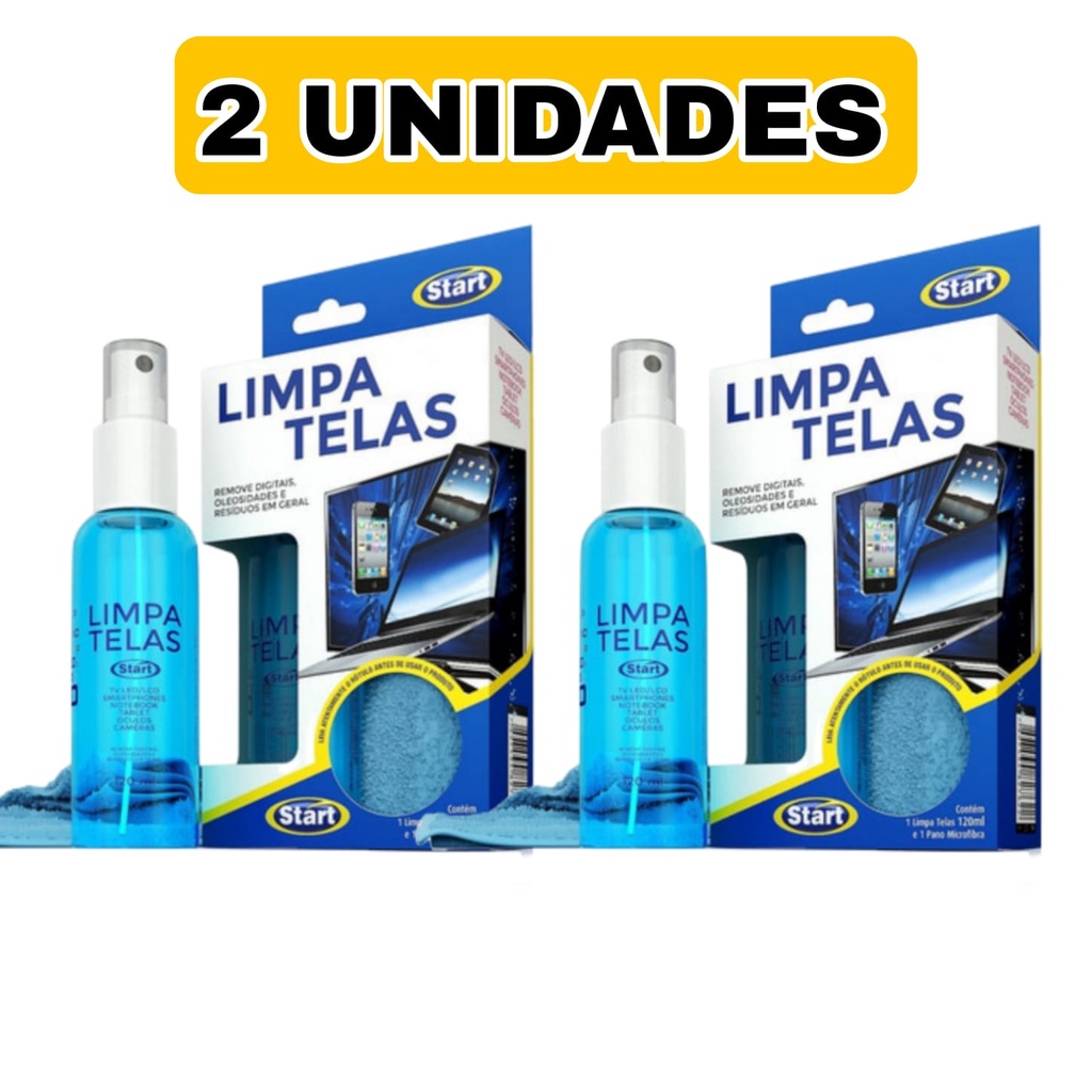 2 Kit Limpa Telas Start 120ML Pano Microfibra 22x25CM Shopee Brasil