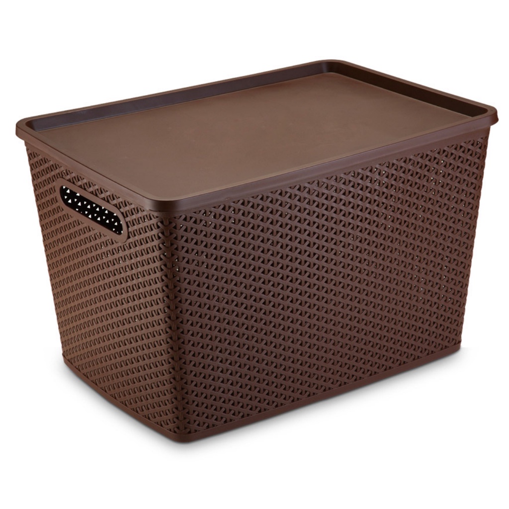 Caixa Organizadora Rattan Grande Tampa 50 Litros Marrom Shopee Brasil