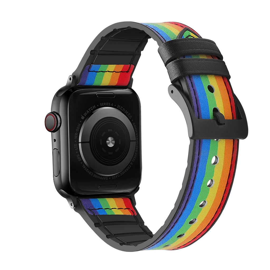 Pulseira De Silicone Flex Vel Couro Para Apple Watch Series Se