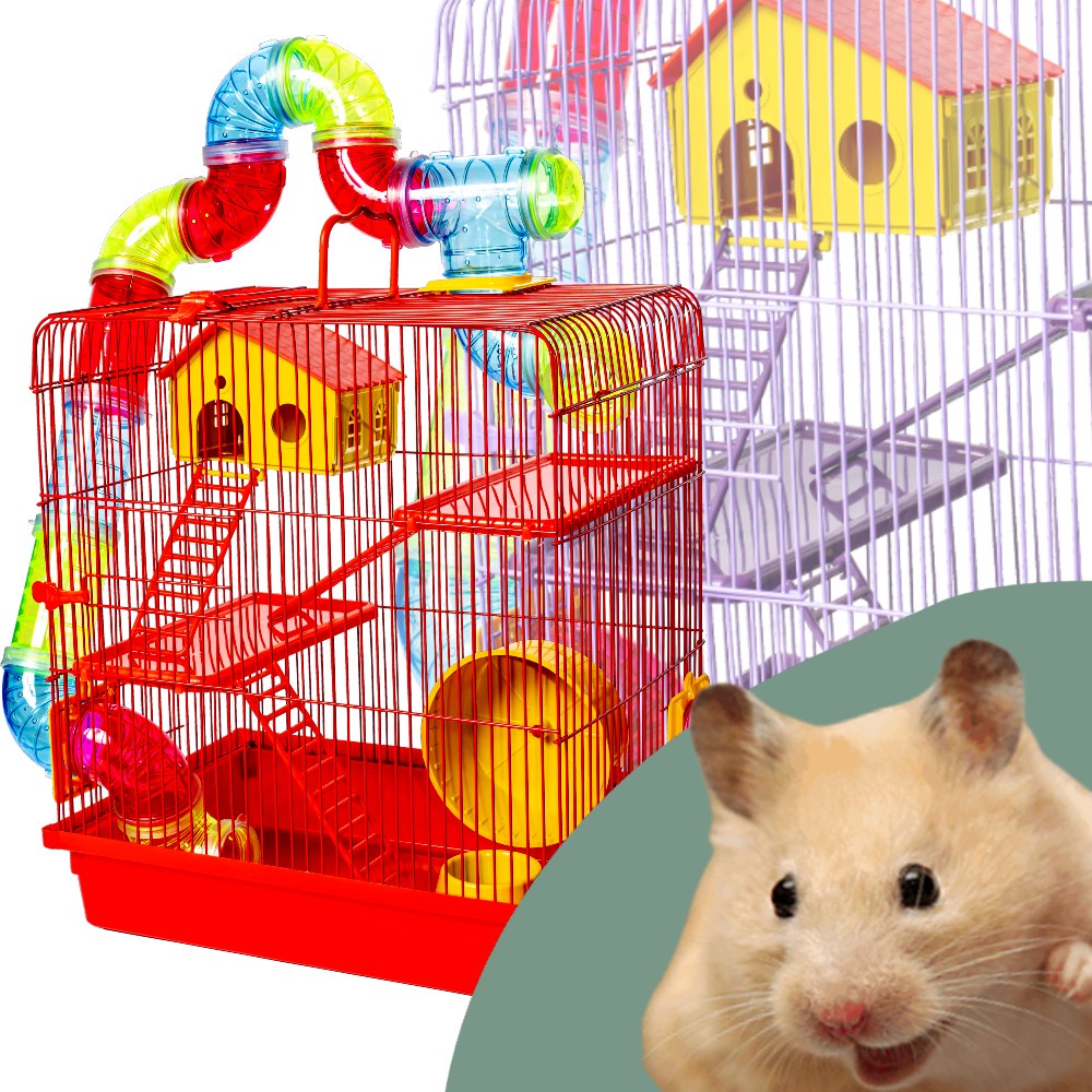 Gaiola Para Hamster Tubo Super Luxo Andares Jel Plast Shopee Brasil