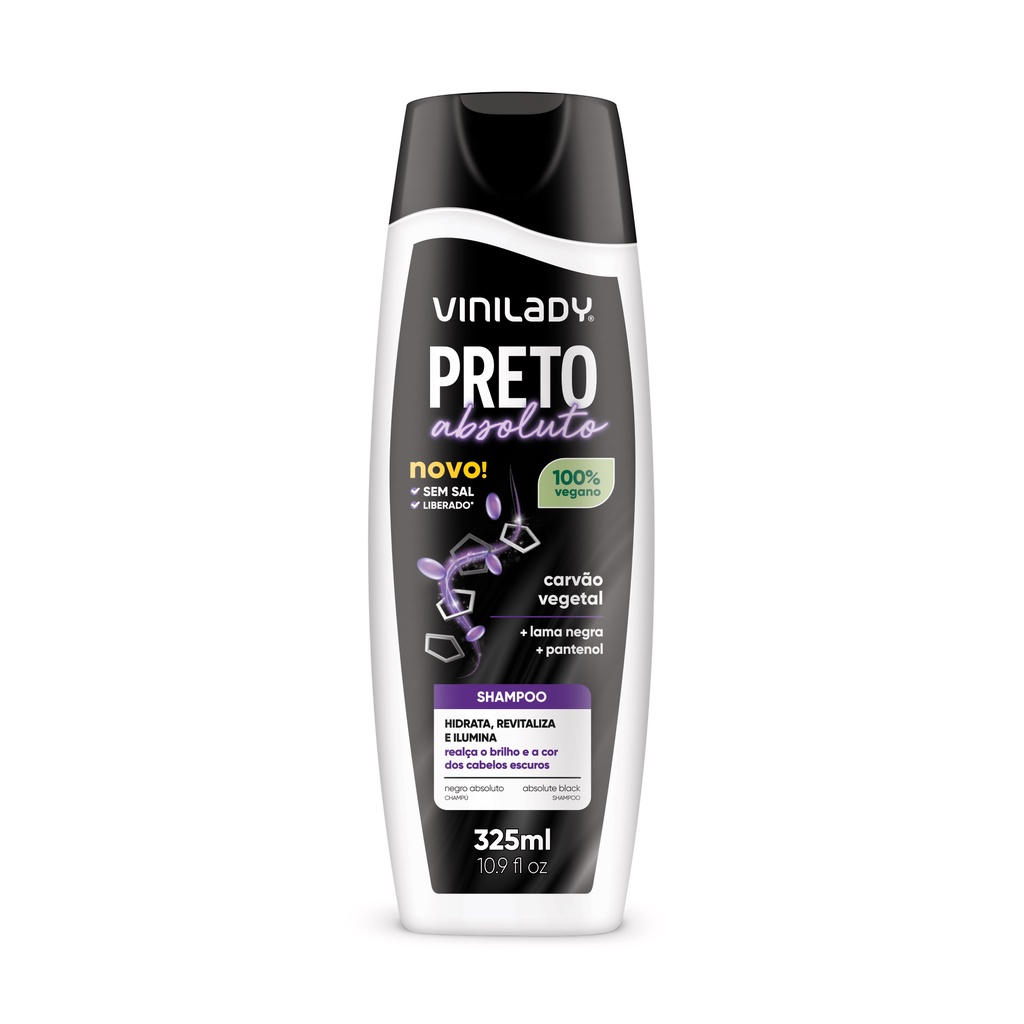 Shampoo Preto Absoluto Lama Negra E Pantenol Ml Vini Lady