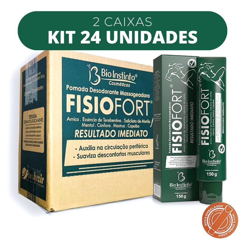 Kit 24 Pomada Massageadora Fisiofort Verde 150g Bio Instinto