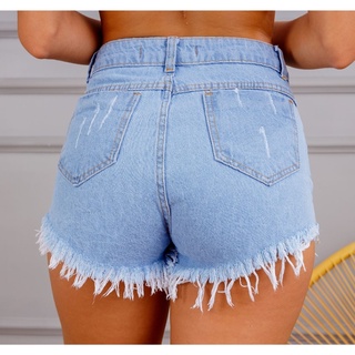 Short Bermuda Jeans Luxo Feminino Cintura Alta Destroyed Shopee Brasil