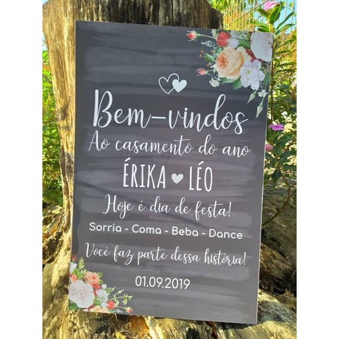 Placa Decorativa Casamento Bem Vindos Mdf Shopee Brasil