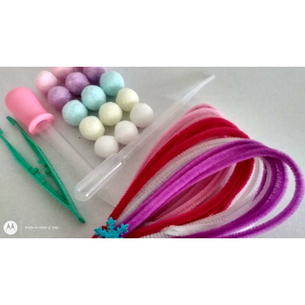 Kit Pompons Pipetas Hastes E Pin A Para Atividades Montessori Brinquedo