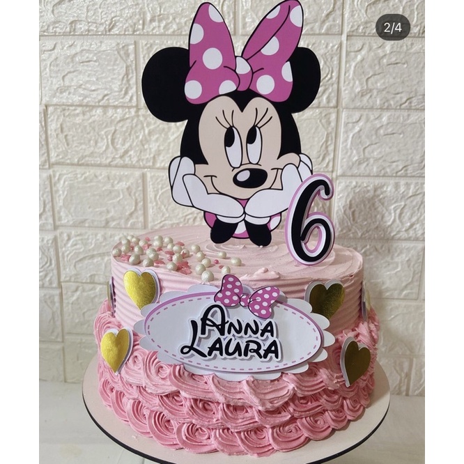 Topper Topo De Bolo Minnie Rosa Shopee Brasil