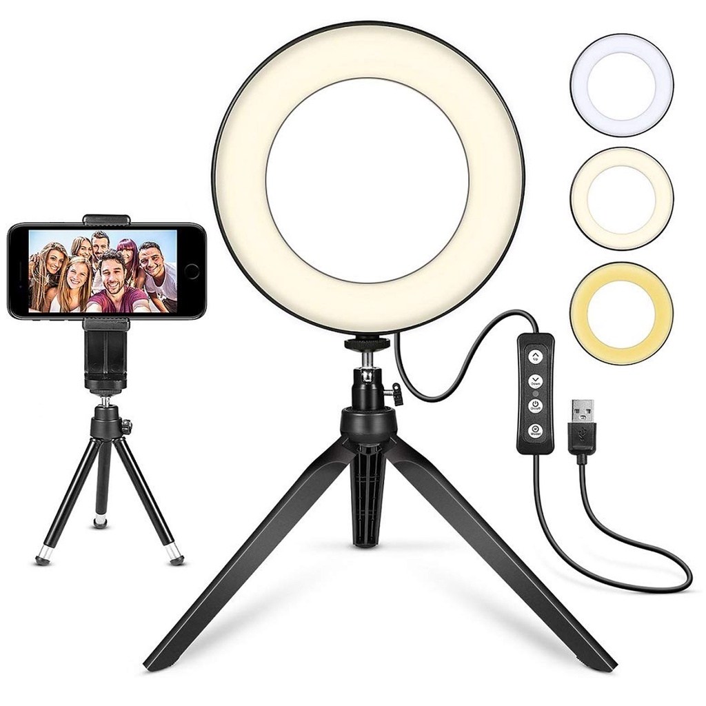 Iluminador Ring Light De Mesa 6 Polegadas Shopee Brasil