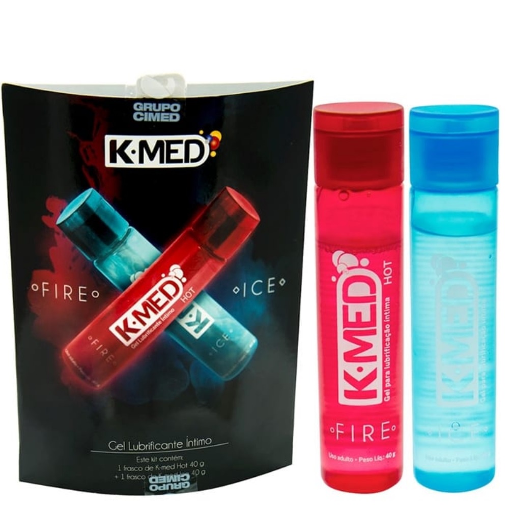 Kit Gel Lubrificante Íntimo K med Fire Sensação Ice e Hot g Gel de