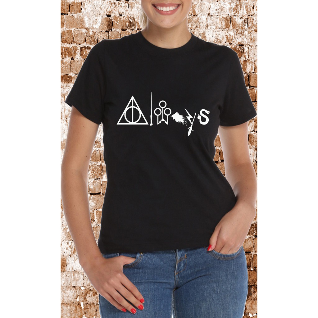 Camiseta Feminina Baby Look Harry Potter Always Hogwarth Simbolos