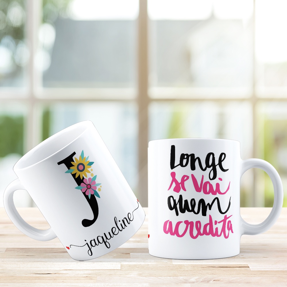 Caneca Personalizada Porcelana Letra Inicial Shopee Brasil