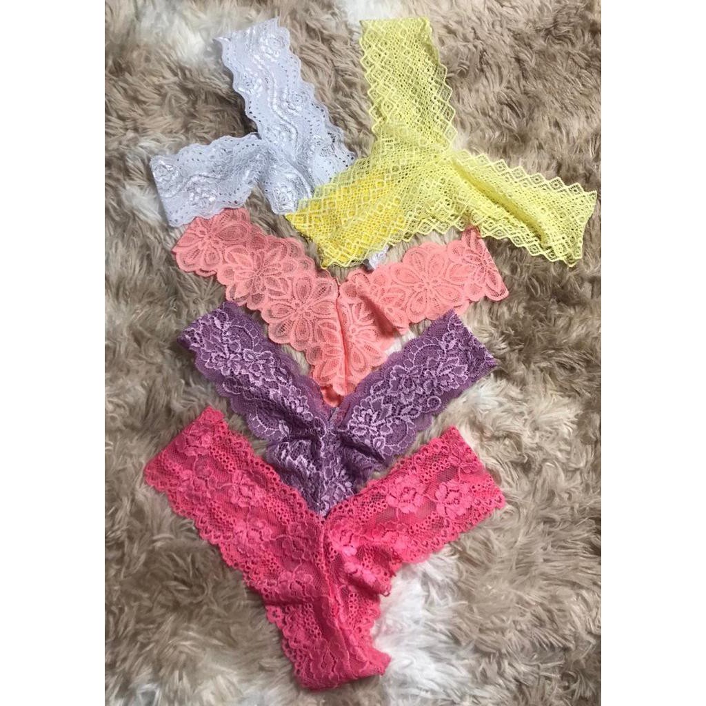 Kit Calcinha Tanga De Renda Lingerie Sexy Fio Dental Shopee Brasil
