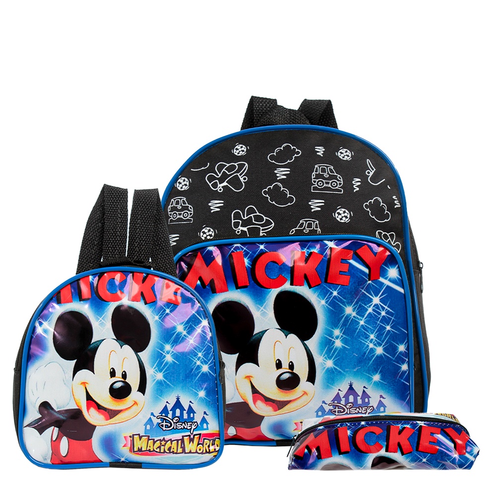 Mochila Escolar Mickey Mouse Disney Costa Lancheira Estojo Shopee Brasil