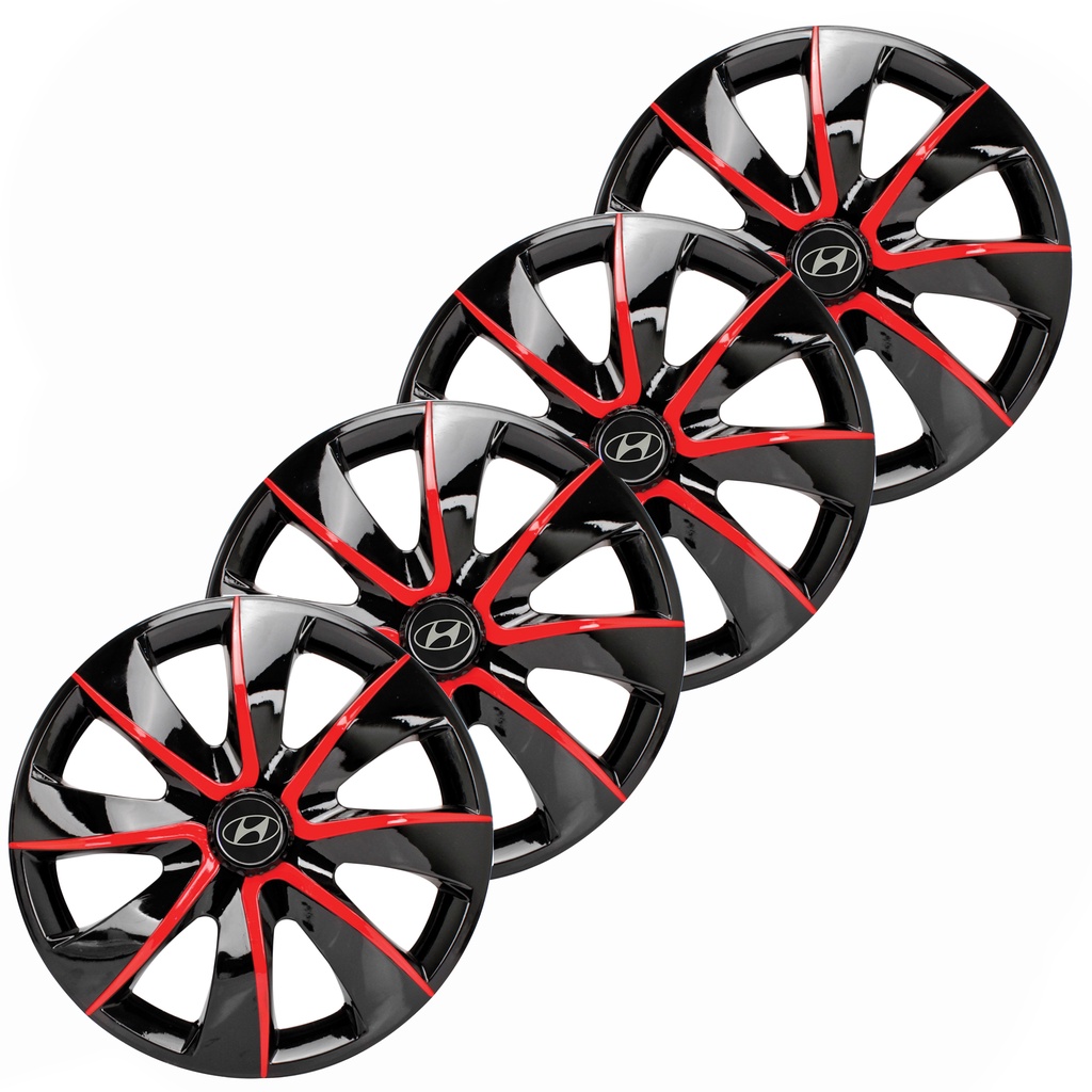 Jogo De Calotas Elitte Prime Black Red Aro 14 Emblema Hyundai