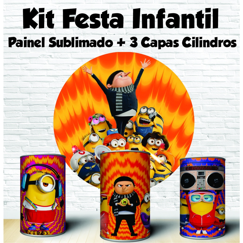 Painel De Festa Sublimado Capas De Cilindros Minions Shopee Brasil