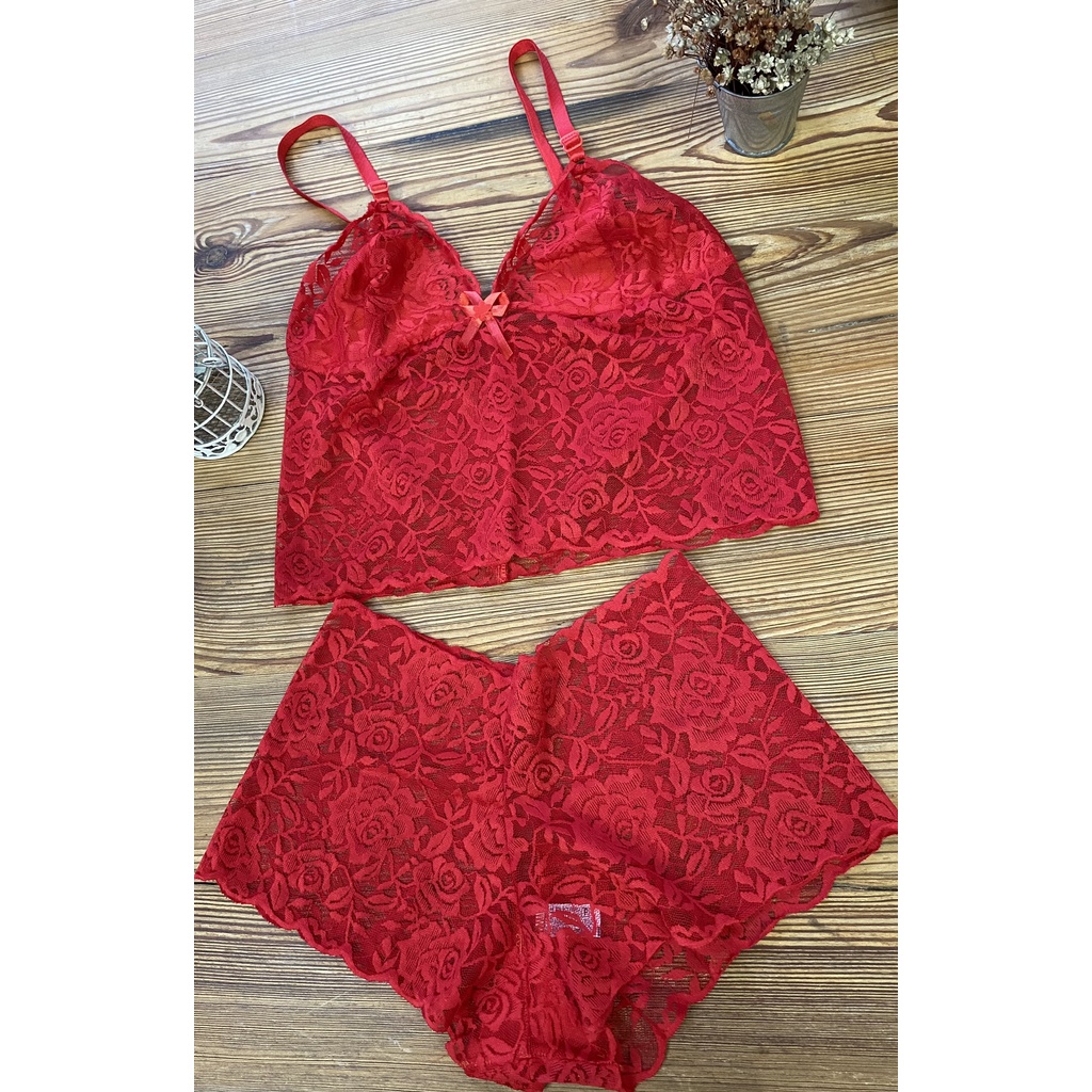 PROMOÇÃO Espera Marido Conjunto Renda Vermelho Feminino Adulto Lingerie Forrado Shopee Brasil