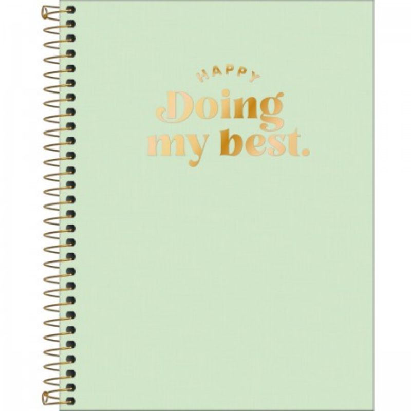 Caderno Espiral Capa Pl Stica Colegial Mat Rias Happy Verde