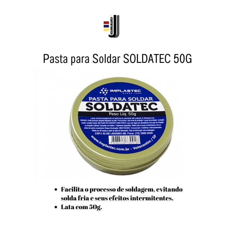 Pasta De Solda Soldatec Implastec Lata 50g Pasta Para Soldar Pasta