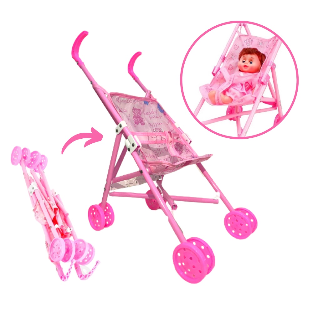 Carrinho De Boneca Infantil Baby Reborn Princesa Rodas Shopee Brasil