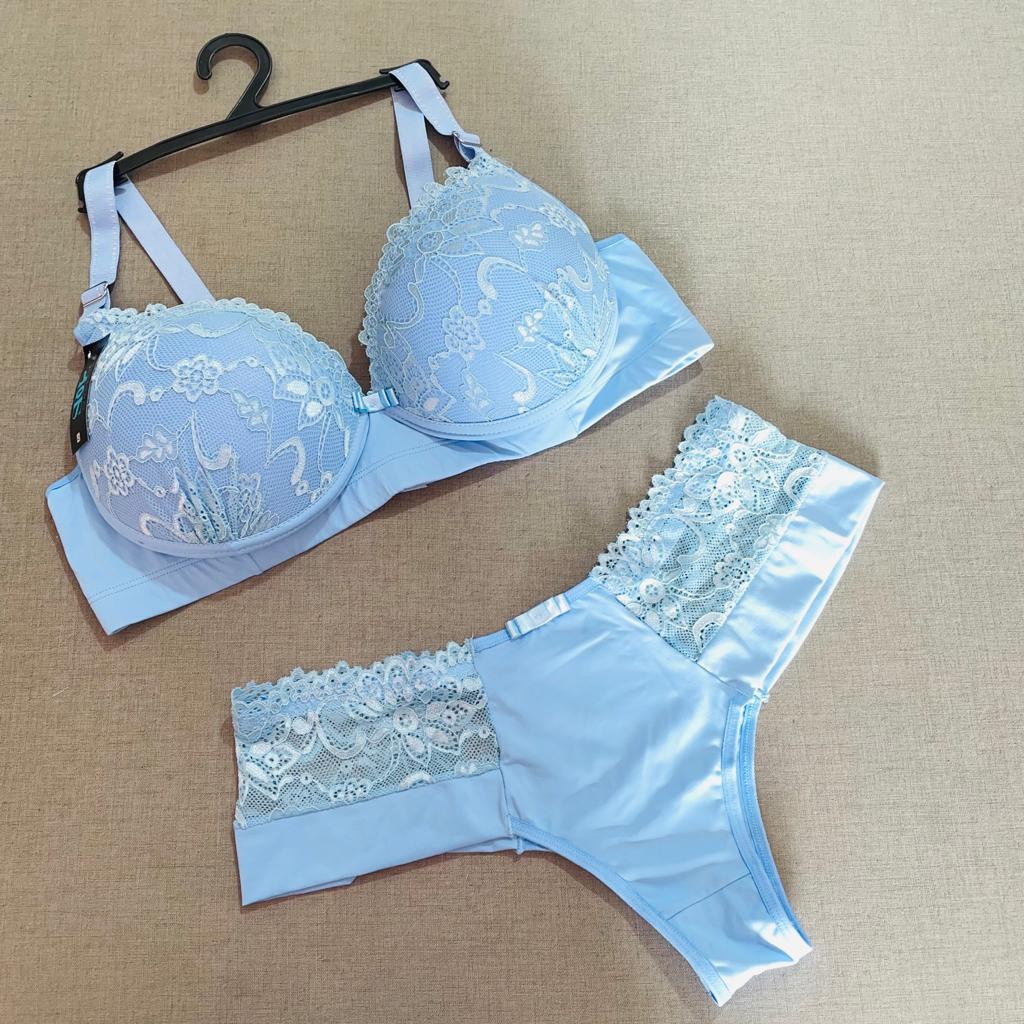 Conjunto Lingerie Plus Size Microfibra e Renda Luxo Bojo Calcinha e Soutien Moda Íntima