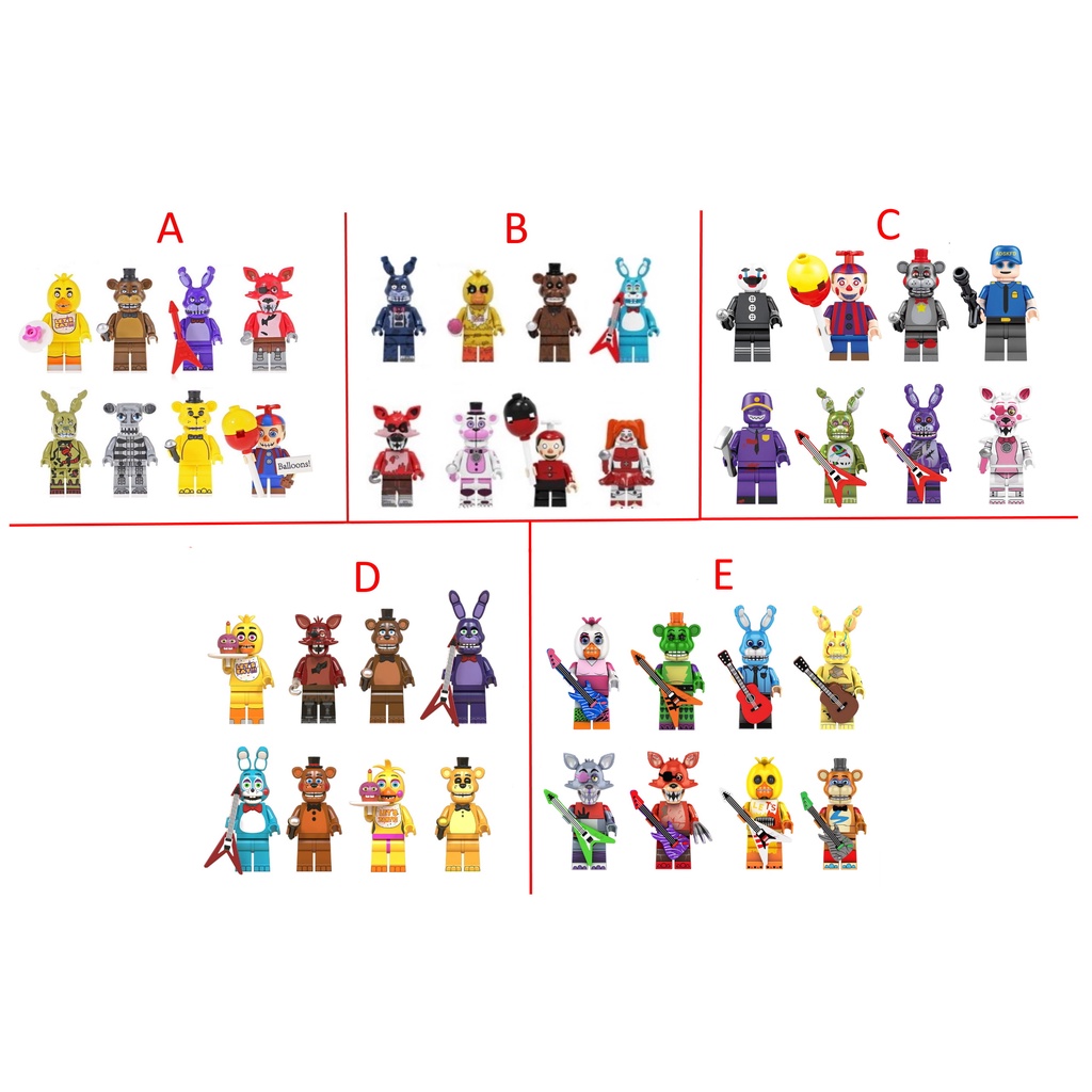 Kit 8 Bonecos Five Nights At Freddy S FNAF Diversos Modelos