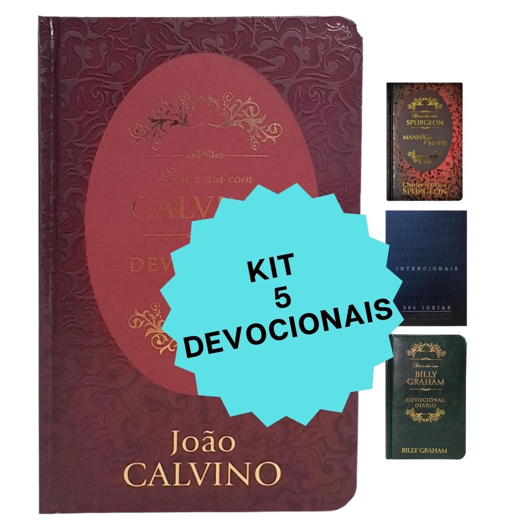 Kit 5 Devocionais Ano Inteiro Spurgeon Calvino Billy Graham