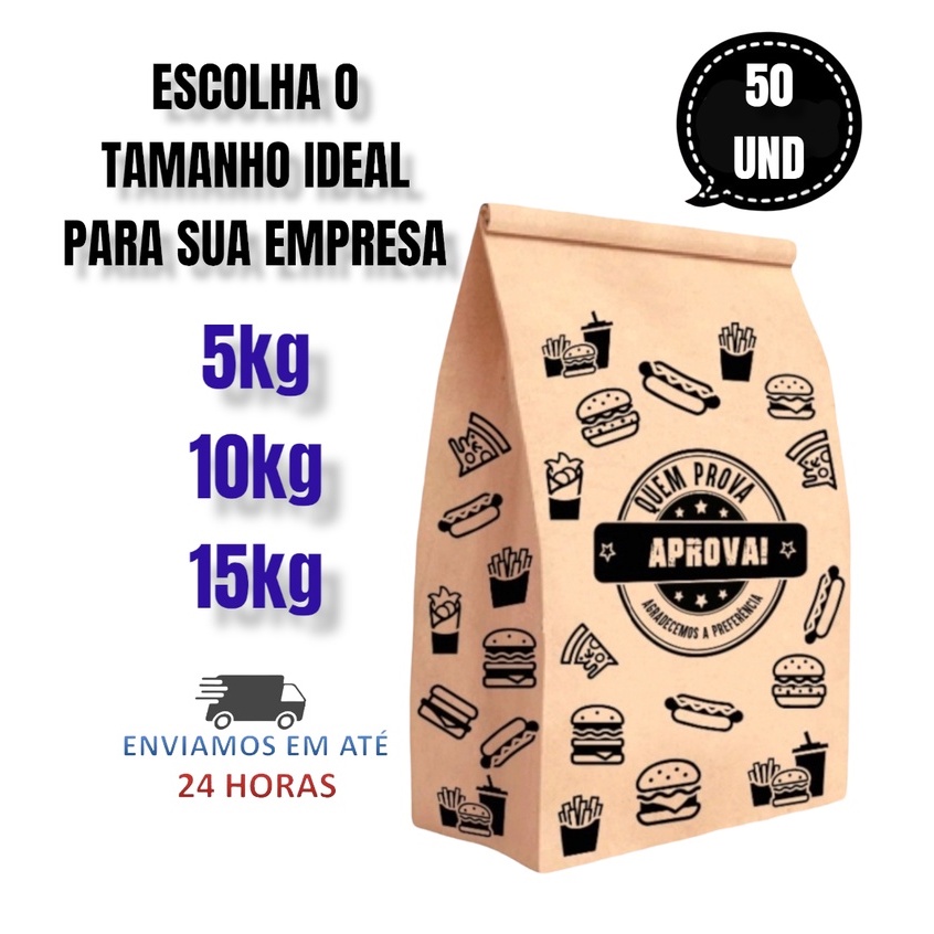 Saco Kraft Embalagem Para Delivery 50 Und Escolha O Seu Tamanho