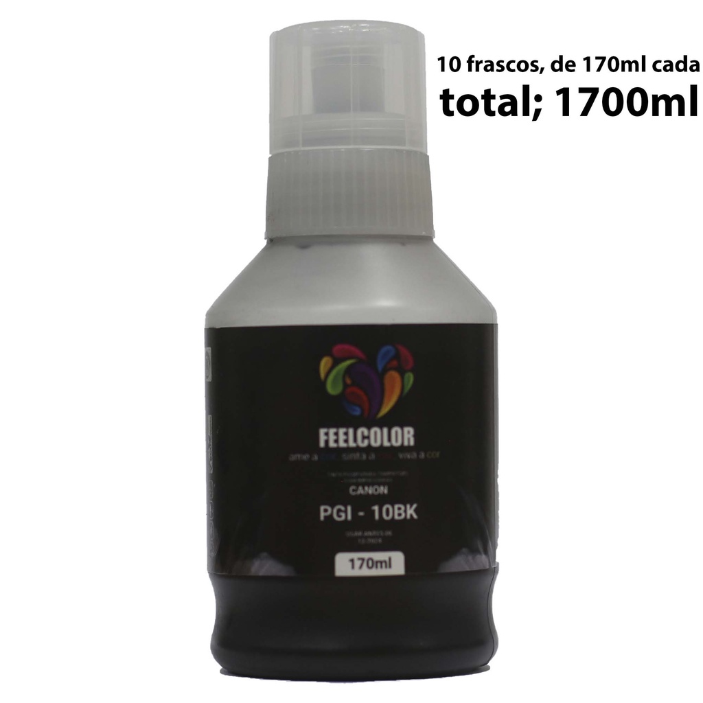 Kit10 Tinta Pigmentada Black Original Feelcolor Gi 16 Gx7010 GX6010