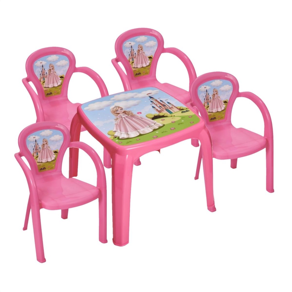 Conjunto De Mesa Infantil Princesa Quatro Cadeiras Usual Shopee Brasil