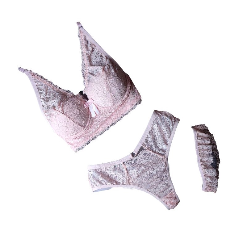 Conjunto Lingerie De Luxo Sensual Rendado Calcinha Tanga C La O De